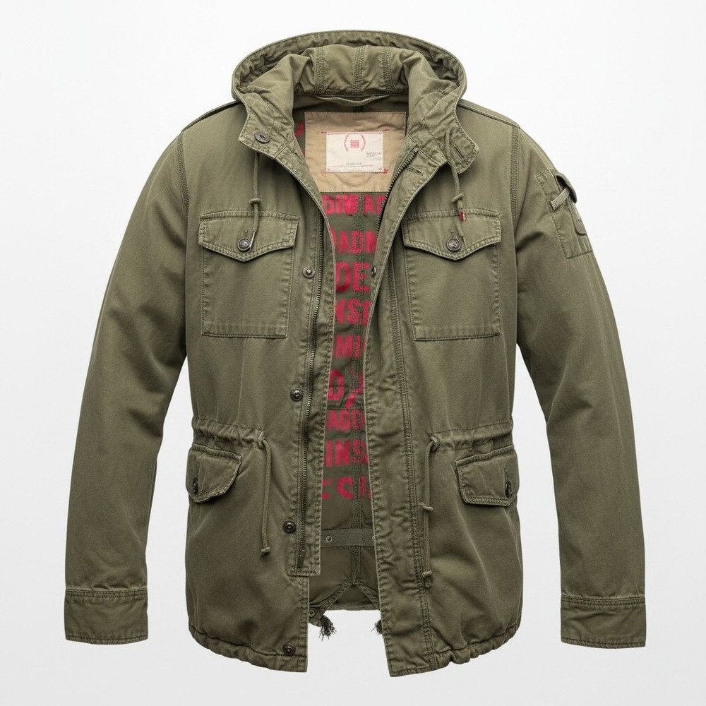 GAP RED Military Parka Jacket Hooded Olive‎ Green Women Size Small